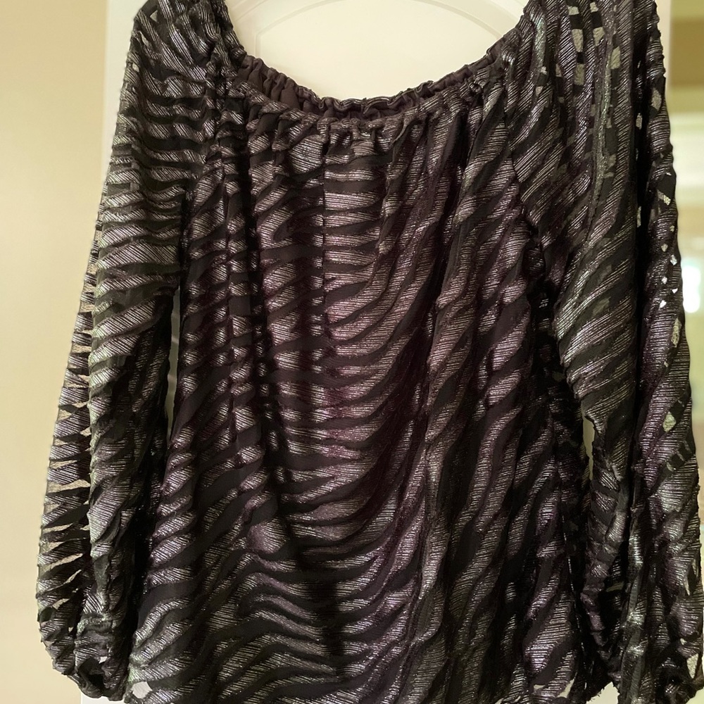 WHBM Black and Silver off shoulder top